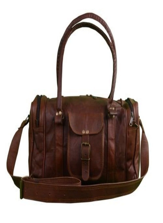 RSN 22 Inch Brown Genuine Leather Square Duffel/Travel/Gym/Sports Leather Bag - Image 1